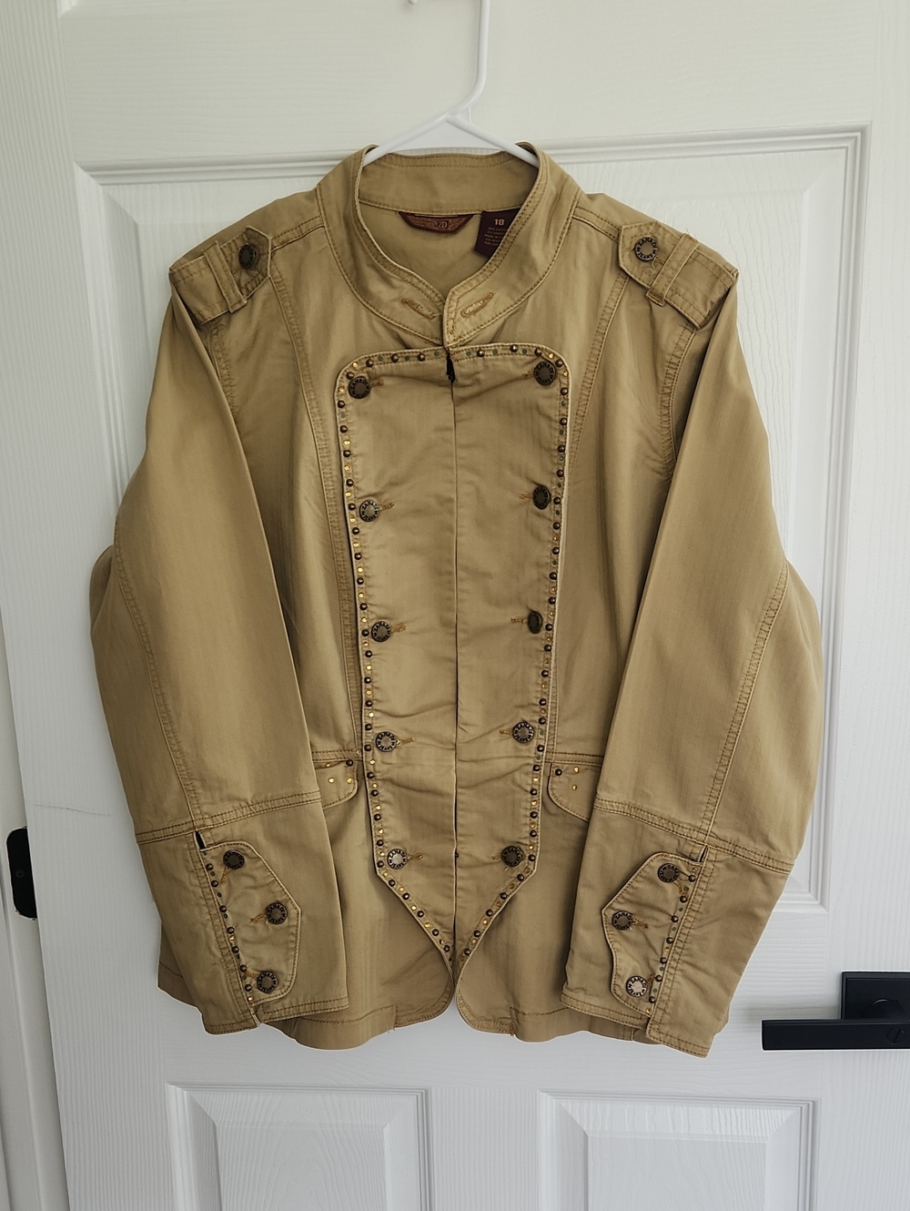 Women's/Men's (Unisex) Military-Style Cotton Jacket in Khaki (Women's Sz. 18)